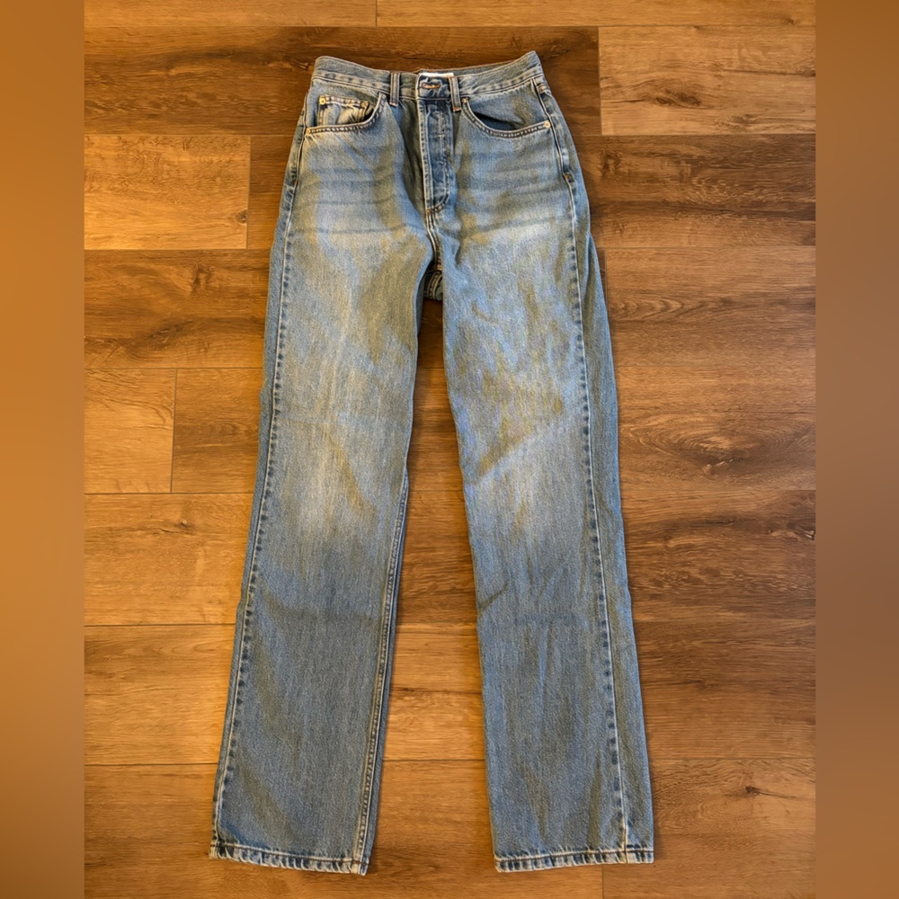 Topshop Kort jeans in mid blue